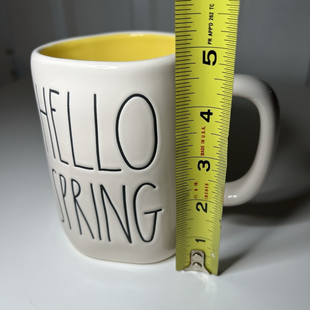 Rae Dunn "HELLO SPRING" Ivory Mug with Yellow Interior Large Letters Brand New - Picture 8 of 9